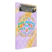 PERSONALISIERTER MERRY CHRISTMAS 20XX MINI KLEMMBRETT (Schrägansicht)