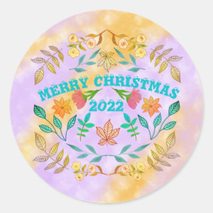 PERSONALISIERTER MERRY CHRISTMAS 20XX RUNDER AUFKLEBER