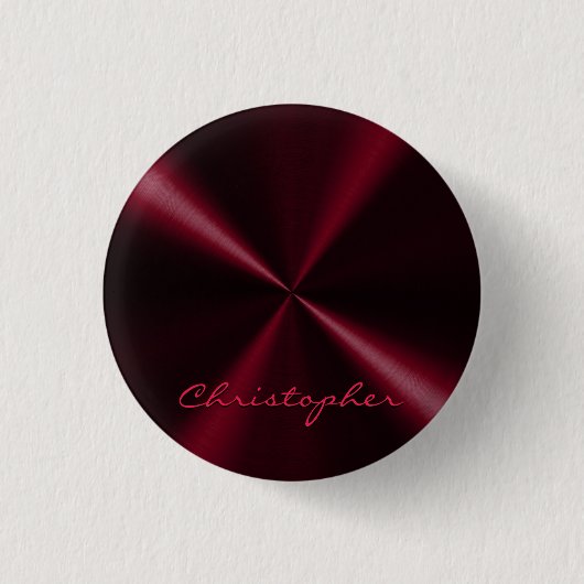 Personalisierter metallischer Look - Dunkelrot Button (Vorderseite)