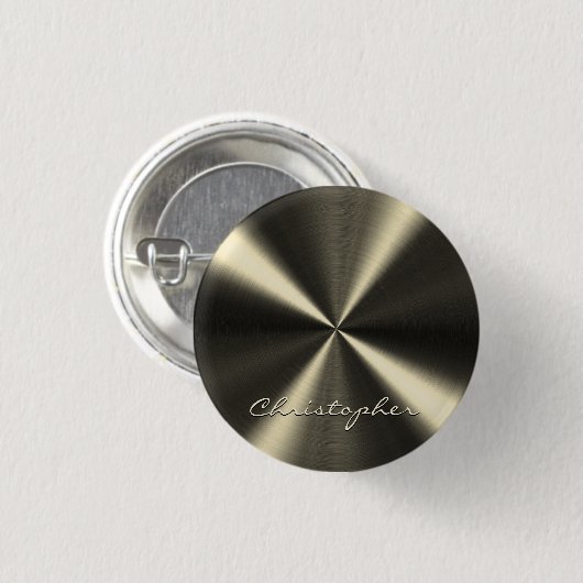 Personalisierter metallischer Look - hellgelb Button (Vorne & Hinten)