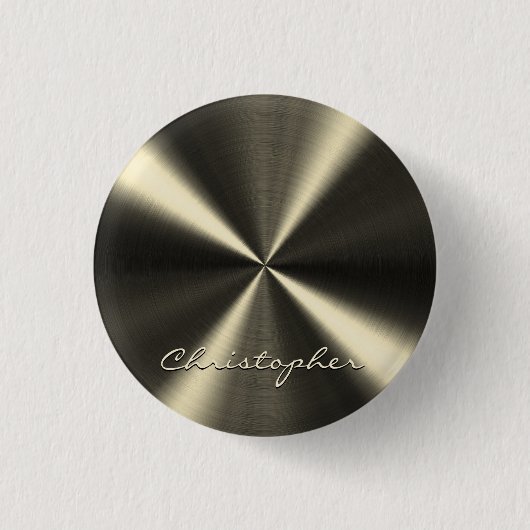 Personalisierter metallischer Look - hellgelb Button (Vorderseite)