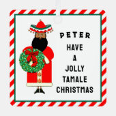 personalisierter mexikanischer Santa Ornament Aus Metall (Vorderseite)