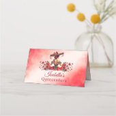 Personalisierter mexikanischer Stil Quinceñera Platzkarte (Rückseite)