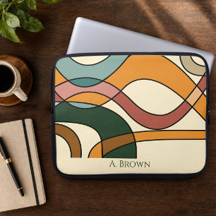 Personalisierter Mid-Century-Abstrakter Tech-Stil Laptopschutzhülle