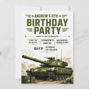 Personalisierter Militärpanzer-Geburtstag Einladung