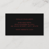 Personalisierter minimaler Sound Engineer Engineer Visitenkarte (Rückseite)