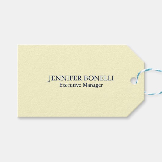 Personalisierter Minimalist Name in Cremefarbe Geschenkanhänger (Vorderseite (Horizontal))