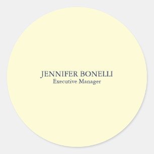 Personalisierter Minimalist Name in Cremefarbe Runder Aufkleber