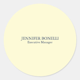 Personalisierter Minimalist Name in Cremefarbe Runder Aufkleber