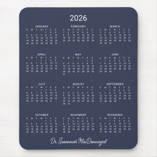 personalisierter Minimalistischer Blaukalender der Mousepad (Vorne)