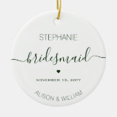 Personalisierter Minimalistischer Bridesmaid dunke Keramik Ornament (Vorne)