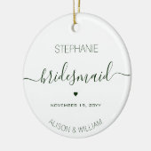 Personalisierter Minimalistischer Bridesmaid dunke Keramik Ornament (Links)