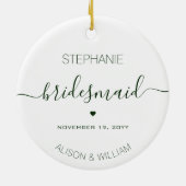 Personalisierter Minimalistischer Bridesmaid dunke Keramik Ornament (Hinten)