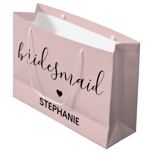 Personalisierter Minimalistischer Bridesmaid-Indiv Große Geschenktüte (Vorderseite Schrägansicht)