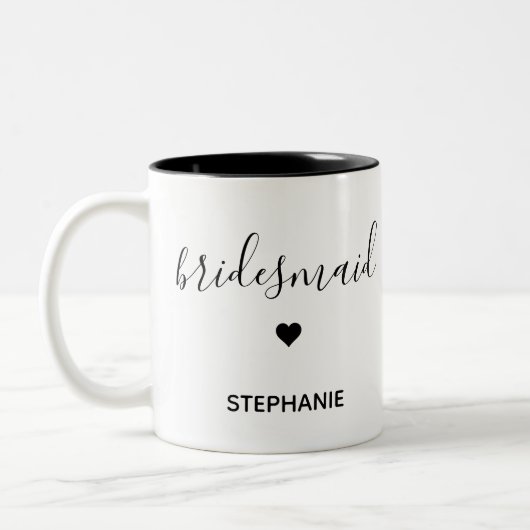 Personalisierter Minimalistischer Bridesmaid-Indiv Zweifarbige Tasse (Links)