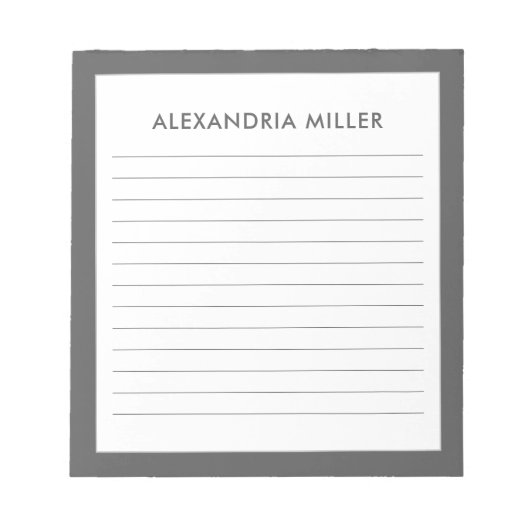 Personalisierter Minimalistischer Grauer Name - No Notizblock (Vorderseite)