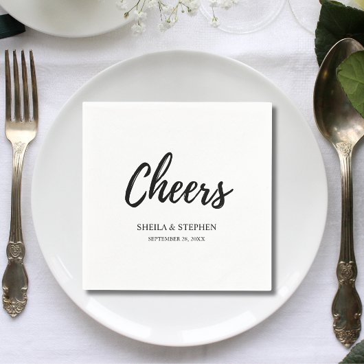 Personalisierter Minimalistischer Hochzeitscocktai Serviette