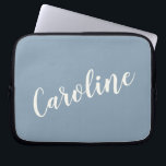 Personalisierter Minimalistischer Kalligraphiename Laptopschutzhülle<br><div class="desc">Personalisierter Minimalistischer Kalligraphiename: Blue Laptop Sleeve</div>