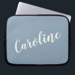 Personalisierter Minimalistischer Kalligraphiename Laptopschutzhülle<br><div class="desc">Personalisierter Minimalistischer Kalligraphiename: Blue Laptop Sleeve</div>