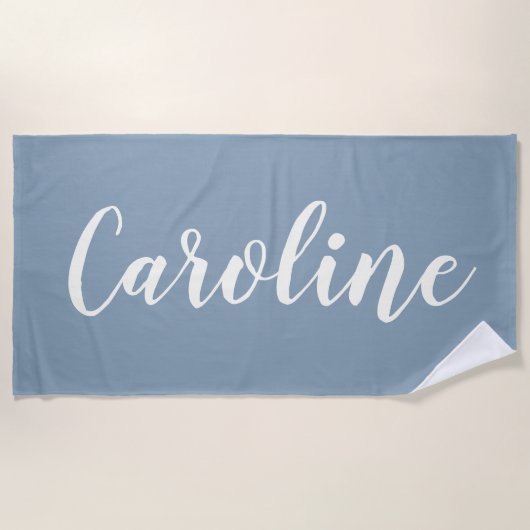 Personalisierter Minimalistischer Kalligraphiename Strandtuch (Vorderseite)