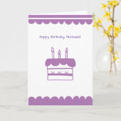 Personalisierter Minimalistischer Kuchen Lila Gebu Karte (Gelbe Blume)