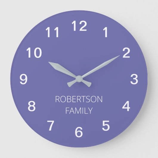 Personalisierter Minimalistischer Lavendel Lila Wa Große Wanduhr (Vorderseite)