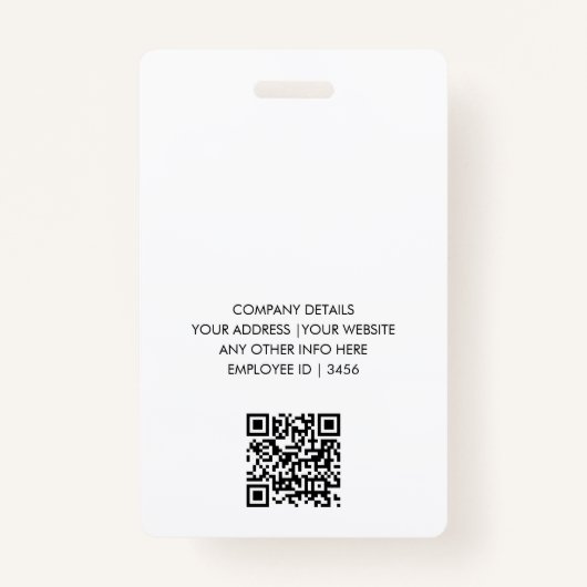 personalisierter Minimalistischer Mitarbeiter Ausweis (Rückseite)
