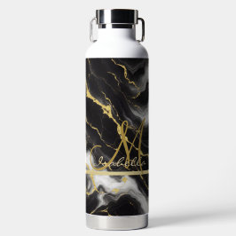 Personalisierter minimalistischer moderner schwarz trinkflasche