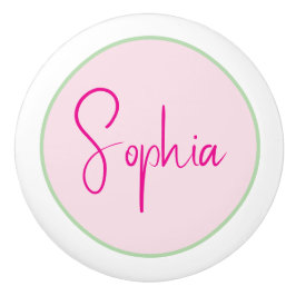 Personalisierter minimalistischer Name Rosa Keramikknauf