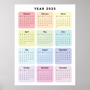 Personalisierter Minimalistischer Planungskalender Poster
