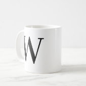 Personalisierter minimalistischer schwarzer Monogr Kaffeetasse (Vorderseite Links)