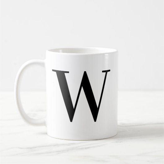 Personalisierter minimalistischer schwarzer Monogr Kaffeetasse (Links)