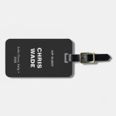 Personalisierter minimalistischer schwarzer VIP-Ga Gepäckanhänger (Vorderseite horizontal)