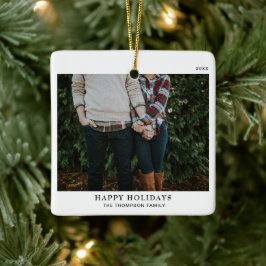 Personalisierter Minimalistischer Single Foto Weih Keramikornament
