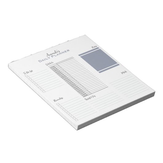 Personalisierter Minimalistischer Zeitplan Notizblock (angewinkelt)