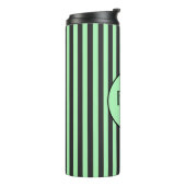 Personalisierter Minzgrün und schwarzer Streifen Thermosbecher (Nach links gedreht)