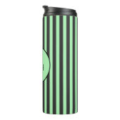 Personalisierter Minzgrün und schwarzer Streifen Thermosbecher (Nach rechts gedreht)