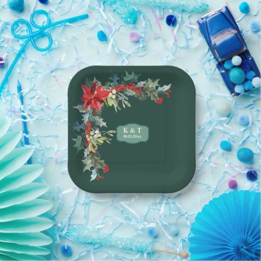 Personalisierter Mistletoe Wreath Pappteller (Party)