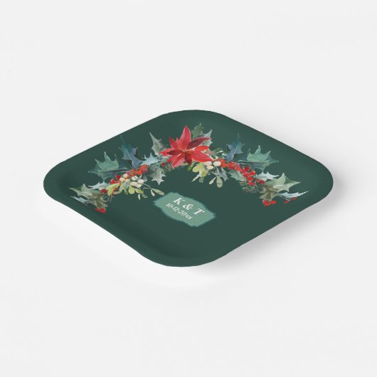 Personalisierter Mistletoe Wreath Pappteller (Gewinkelt)