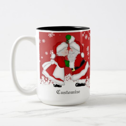 Personalisierter Mistleton Santa Zweifarbige Tasse (Links)