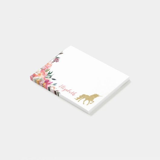 Personalisierter mit Blumenname Post-it Klebezettel (angewinkelt)