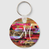 Personalisierter mit Monogramm Abstrakter AcrylSch Schlüsselanhänger (Vorderseite)