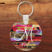 Personalisierter mit Monogramm Abstrakter AcrylSch Schlüsselanhänger (Rückseite)