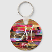 Personalisierter mit Monogramm Abstrakter AcrylSch Schlüsselanhänger (Rückseite)