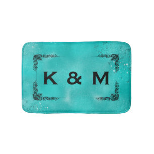 Personalisierter Mit Monogramm, Aquamariner, grüne Badematte