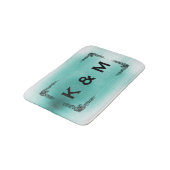Personalisierter Mit Monogramm, Aquamariner, grüne Badematte (Schrägansicht)