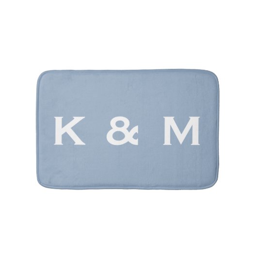 Personalisierter Mit Monogramm Blauer Grau Badematte (Vorderseite)