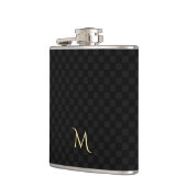 Personalisierter Mit Monogramm Eleganter Schwarzer Flachmann (Links)