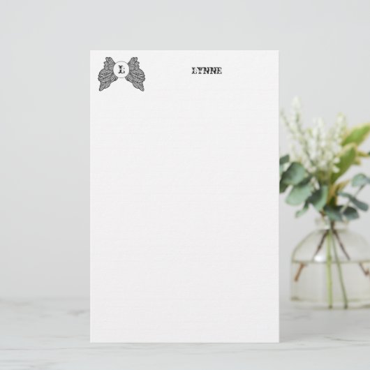 Personalisierter mit Monogramm Engel Wings station Briefpapier (Stehend Vorderseite)