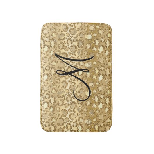 Personalisierter Mit Monogramm Glitzer Leopard Ski Badematte (Vorderseite Vertikal)